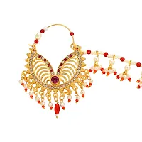 Admier gold plated brass cz studded Traditional Rajasthani Rajputi style Nose Ring Nathiya/Nath-thumb3