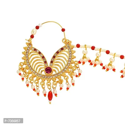 Admier gold plated brass cz studded Traditional Rajasthani Rajputi style Nose Ring Nathiya/Nath-thumb4