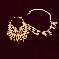 Admier gold plated brass cz studded Traditional Rajasthani Rajputi style Nose Ring Nathiya/Nath-thumb1