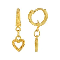 Admier Gold Plated Brass Heartshape Design Hanging Hoop Bali Fashion Earrings-thumb1