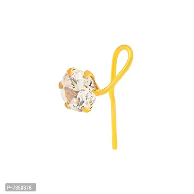 Admier Gold plated brass round shape faux diamond cz fashion nose pin for girls women-thumb2
