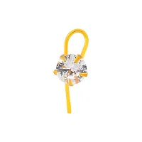 Admier Gold plated brass round shape faux diamond cz fashion nose pin for girls women-thumb2