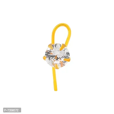 Admier Gold plated brass round shape faux diamond cz fashion nose pin for girls women-thumb3