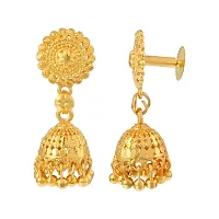 Admier Gold Plated Brass round design Small size Jhalar Jhumki Ethnic Traditional Earring-thumb3