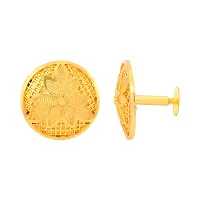 Admier Gold Plated Brass Round Design flower cutwork fashion Stud Earrings-thumb3