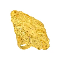 Admier Gold Plated Brass Marquise Shape Design Handmade Raswara Chilai Work Traditional Fashion Ring-thumb3