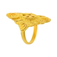 Admier Gold Plated Brass Marquise Shape Design Handmade Raswara Chilai Work Traditional Fashion Ring-thumb2