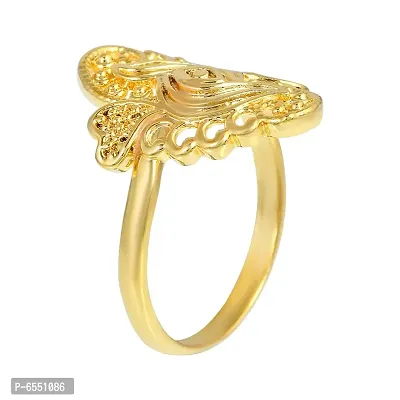 Admier Gold plated Brass Floral design Cutwork Handmade raswara work Traditional Finger ring-thumb2