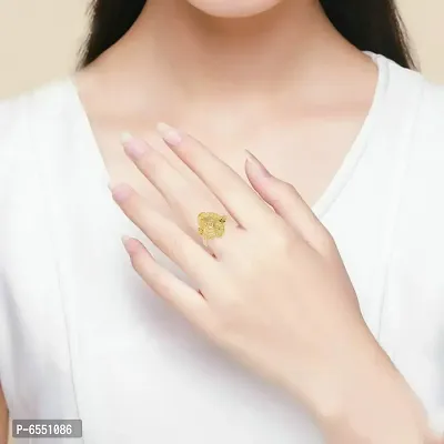 Admier Gold plated Brass Floral design Cutwork Handmade raswara work Traditional Finger ring-thumb3