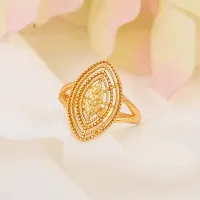 Admier Gold Plated Brass Marquise Shape Handmade Raswara Work Traditional Ethnic Ring For Unisex-thumb2