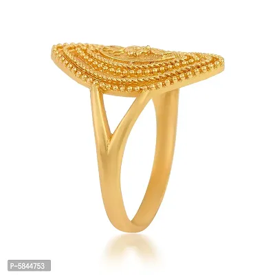 Admier Gold Plated Brass Marquise Shape Handmade Raswara Work Traditional Ethnic Ring For Unisex-thumb4