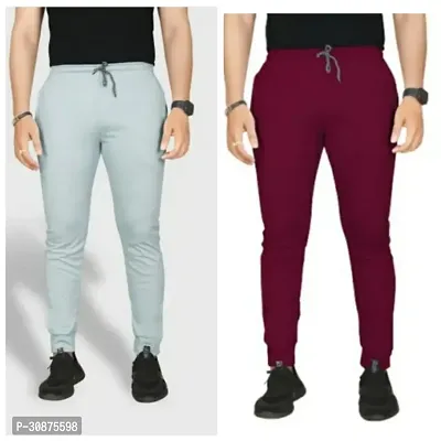 Stylish Multicoloured Cotton Blend Solid Track Pant For Men-Pack Of 2