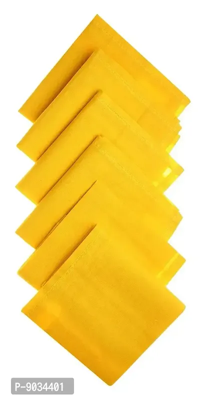 TENDSY Cotton Premium Collection Yellow Handkerchiefs/Hanky Set For Men - Pack of 6 Pcs-thumb0