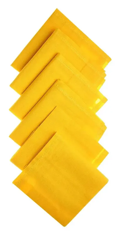 VT VIRTUE TRADERS Men's Solid Handkerchief (Set Of PC)(MADE IN INDIA) (YELLOW)