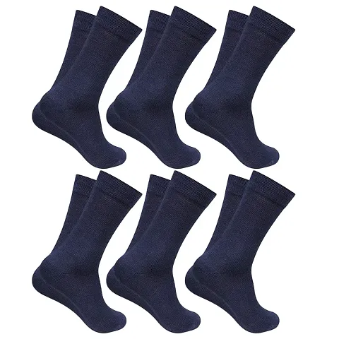 TENDSY Men's and Boy's Premium Full Length Socks, Mid Calf Length Socks, Formal Socks, Office Socks (Pack of Pairs, Blue)