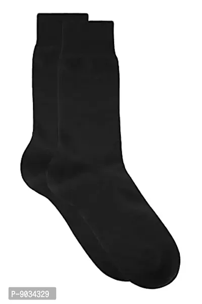 TENDSY Men's and Boy's Premium Full Length Socks, Mid Calf Length Socks, Formal Socks, Office Socks (Pack of 10 Pairs, Black)-thumb2