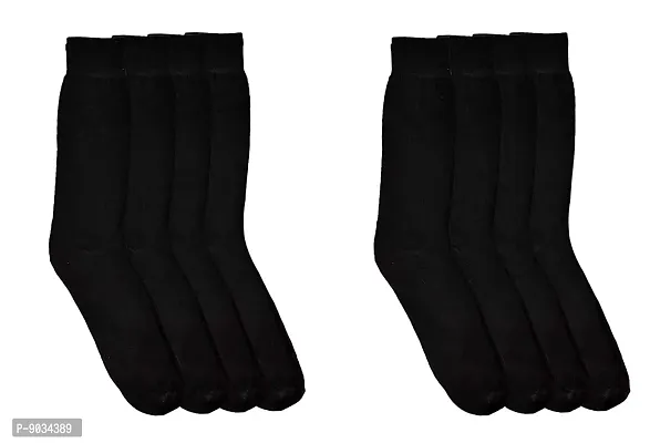 TENDSY Men's and Boy's Premium Full Length Socks, Mid Calf Length Socks, Formal Socks, Office Socks (Pack of 8 Pairs, Black)-thumb0