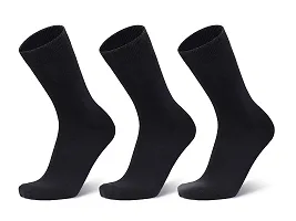 TENDSY Men's and Boy's Premium Full Length Socks, Mid Calf Length Socks, Formal Socks, Office Socks (Pack of 3 Pairs, Black)-thumb3