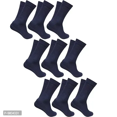 TENDSY Men's and Boy's Premium Full Length Socks, Mid Calf Length Socks, Formal Socks, Office Socks (Pack of 9 Pairs, Navy Blue)-thumb0