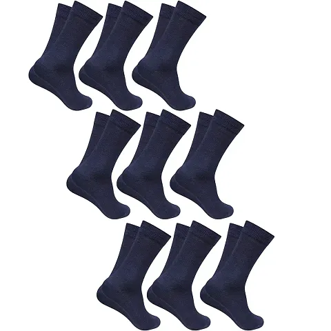 TENDSY Men's and Boy's Premium Full Length Socks, Mid Calf Length Socks, Formal Socks, Office Socks (Pack of Pairs, Blue)