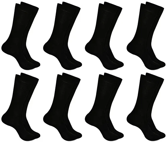 TENDSY Men's and Boy's Premium Full Length Socks, Mid Calf Length Socks, Formal Socks, Office Socks (Pack of Pairs, Black)