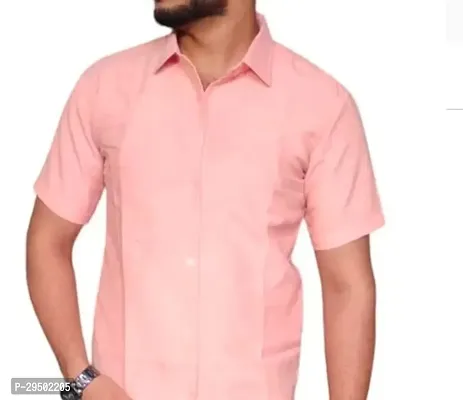 Stylish Pink Khadi Cotton Short Sleeves Shirt For Men