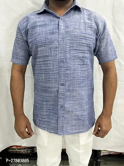 Stylish Khadi Cotton Short Sleeves Shirt For Men-thumb0