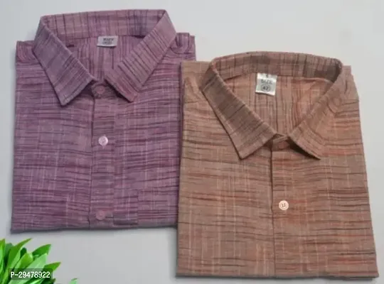 Cotton Khadi Half Shirt for Men Combo Of 2-thumb0