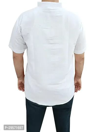 Stylish White Khadi Solid Kurta For Men-thumb2