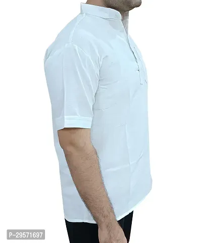 Stylish White Khadi Solid Kurta For Men-thumb3