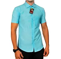 Trending Blue Cotton Short Sleeves Casual Shirt For Men Combo Of 2-thumb1