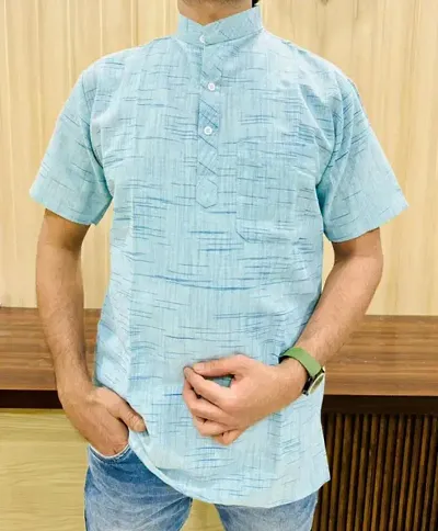 Trendy Khadi Short Kurta For Men