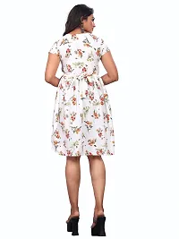SARVOPARI Women's American Crepe with Digital Printed Knee Length Western Dress [White]-thumb4