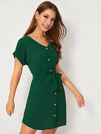 Classic Crepe Solid Dresses for Women-thumb2