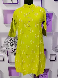 Women's Printed Rayon Kurta (XX-Large, Yellow)-thumb1