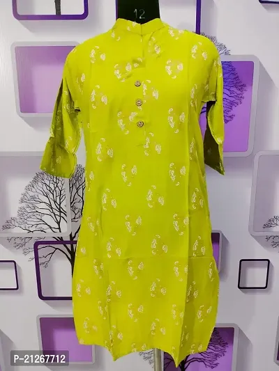 Women's Printed Rayon Kurta (XX-Large, Yellow)-thumb2