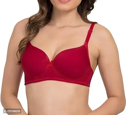 Stylish Red Nylon Solid Bra For Women-thumb0