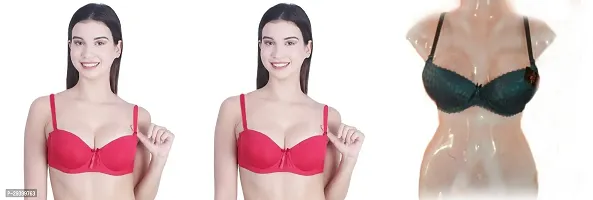 Stylish Multicoloured Nylon Solid Bra For Women Pack Of 3