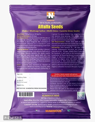 Numinous Alfalfa, Alfa Alfa, Lucerne, Medicago Sativa, Lucerne, Methi, Rajka 3 Sali Fodder Grass Seeds -3 Year Variety - 25 GMs-thumb3