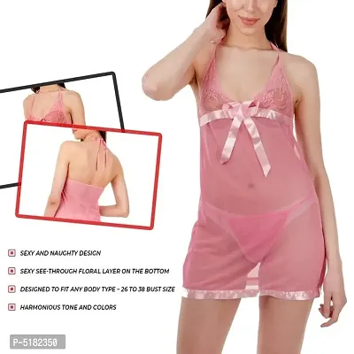 Sexy Babydoll Honeymoon Nighty With G-String Panty for Girls (FREE SIZE)