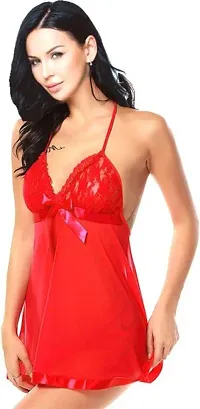 Sexy Babydoll Honeymoon Nighty With G-String Panty for Girls (FREE SIZE)-thumb2