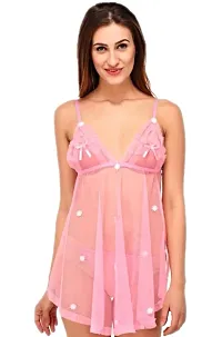 Babydoll Night Dress in Net with G-String Panty (FREE SIZE)-thumb1