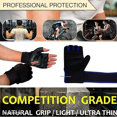 Leather Gym Gloves for Men Women with Wrist Support-thumb3