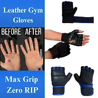 Leather Gym Gloves for Men Women with Wrist Support-thumb3