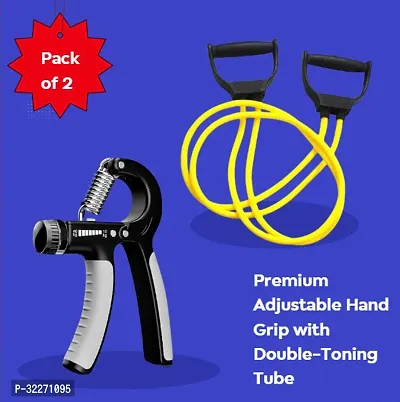 Fitness Combo Double Toning Tube with Hand Gripper for Gym  Home Exerciser-thumb0