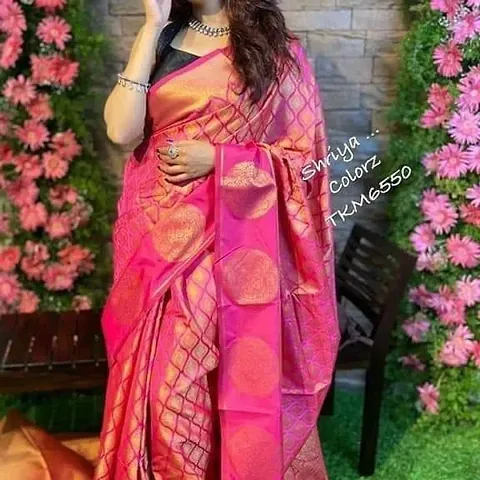 Stylish Silk Blend Saree With Blouse Piece For Women