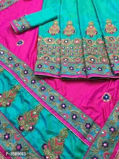 Beautiful Art Silk Embroidered Saree with Blouse piece-thumb0