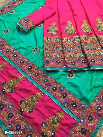 Beautiful Art Silk Embroidered Saree with Blouse piece
