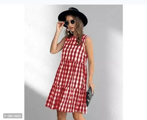 Stylish Red Cotton Printed Fit And Flare Dress For Women-thumb0