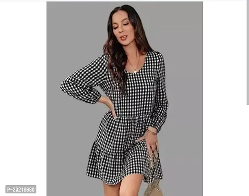 Stylish Grey Cotton Printed Fit And Flare Dress For Women